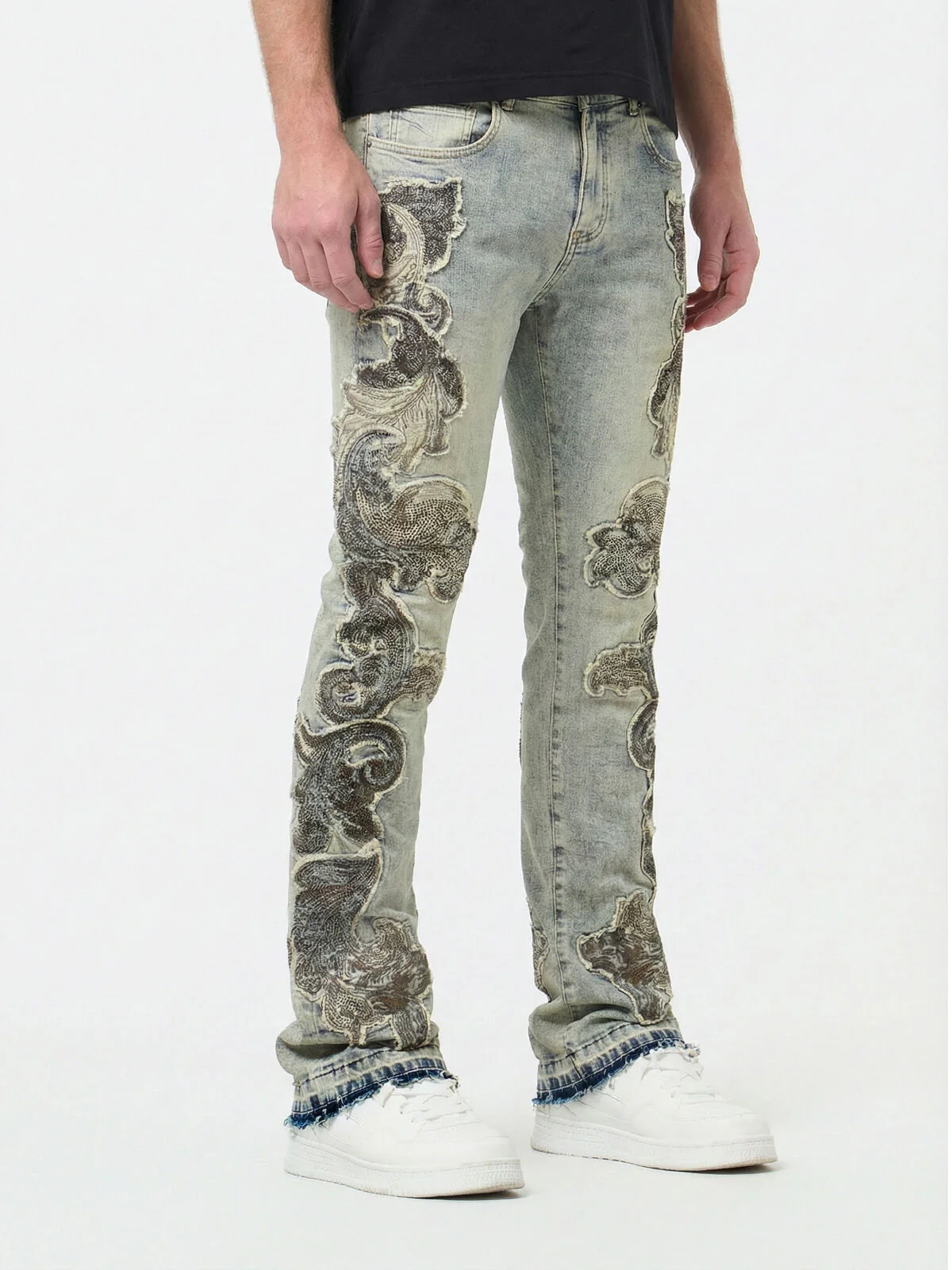 Waimea Men’s Stacked Jeans w/ Raw Baroque Panels - Image 4