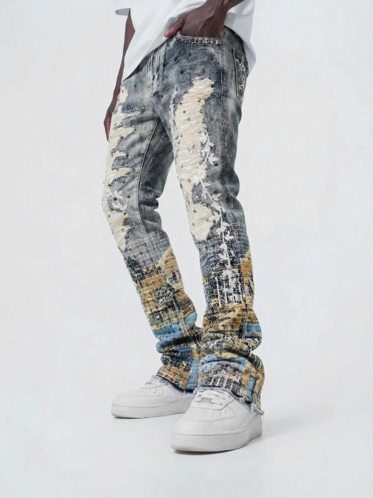 W by Waimea Men's Baroque Scenic Blue Stacked Fit Jean - Image 3