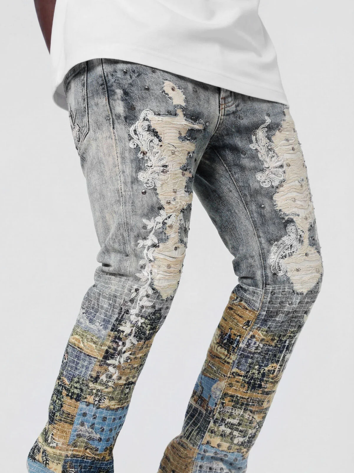 W by Waimea Men's Baroque Scenic Blue Stacked Fit Jean - Image 4