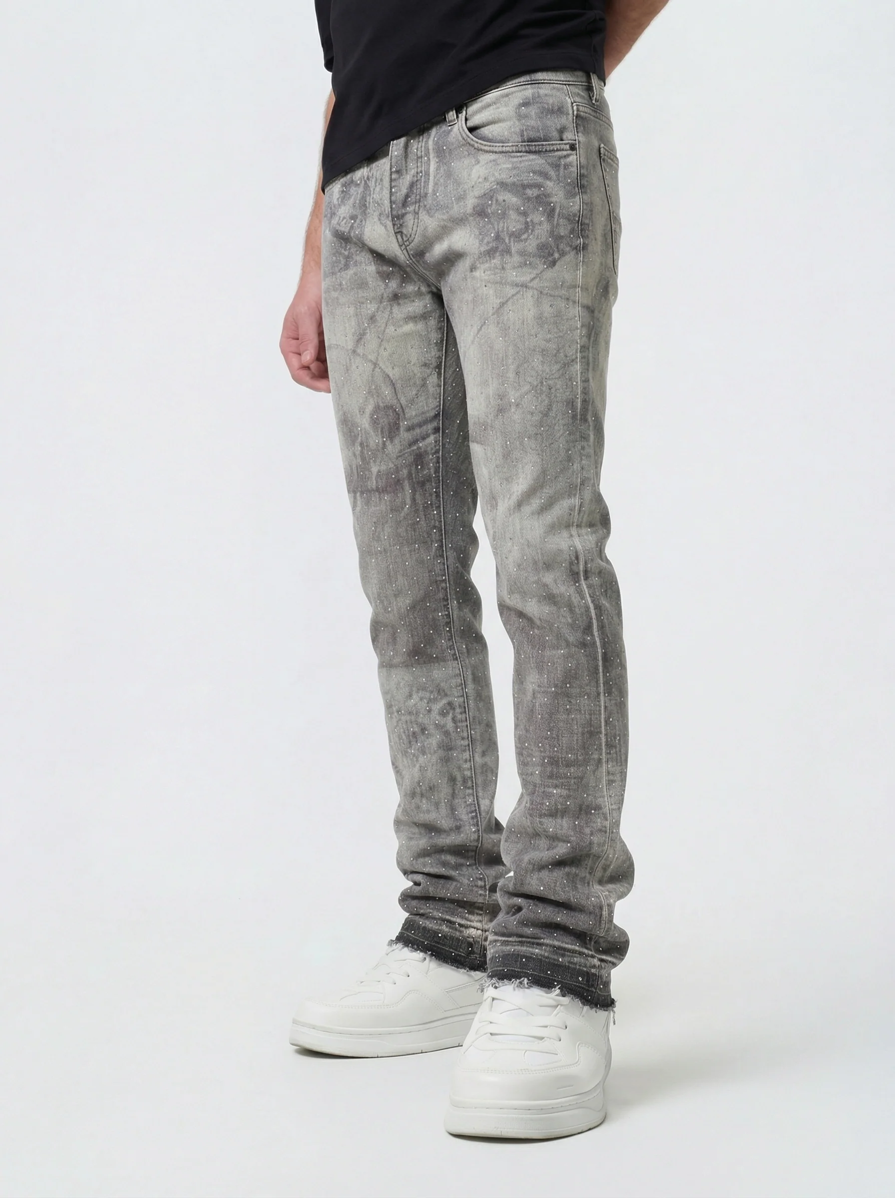 Waimea Men's Stacked Fit Jean With Distressed Graphic Print & Rhinestone Embellishments - Image 10