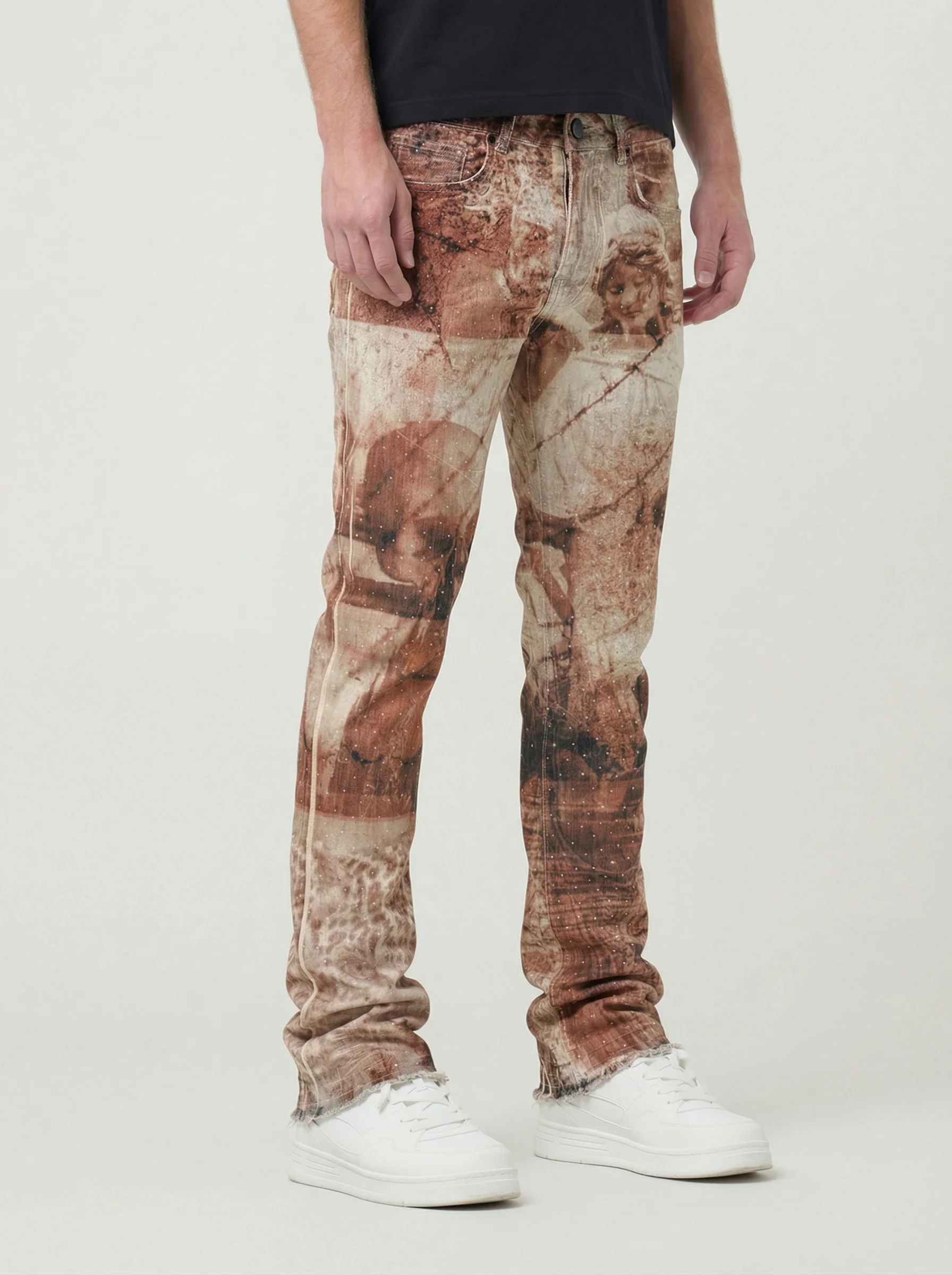 Waimea Men's Stacked Fit Jean With Distressed Graphic Print & Rhinestone Embellishments - Image 3