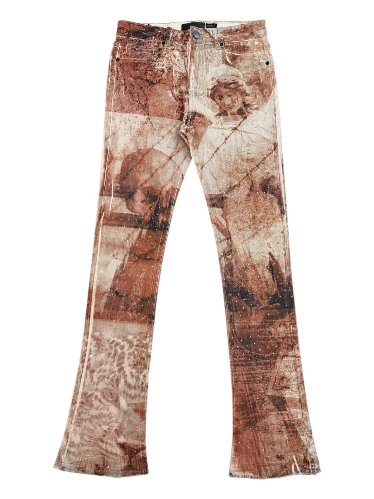Waimea Men's Stacked Fit Jean With Distressed Graphic Print & Rhinestone Embellishments - Image 5