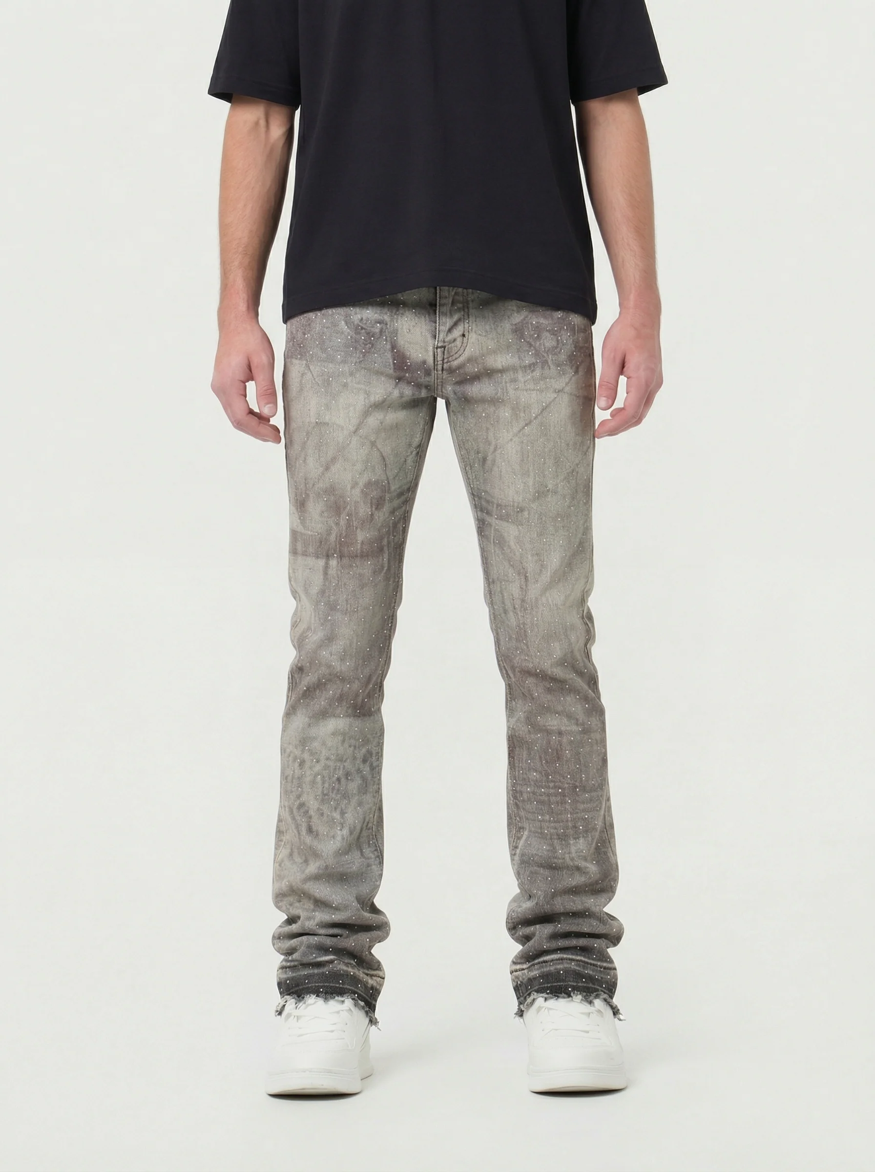 Waimea Men's Stacked Fit Jean With Distressed Graphic Print & Rhinestone Embellishments - Image 7