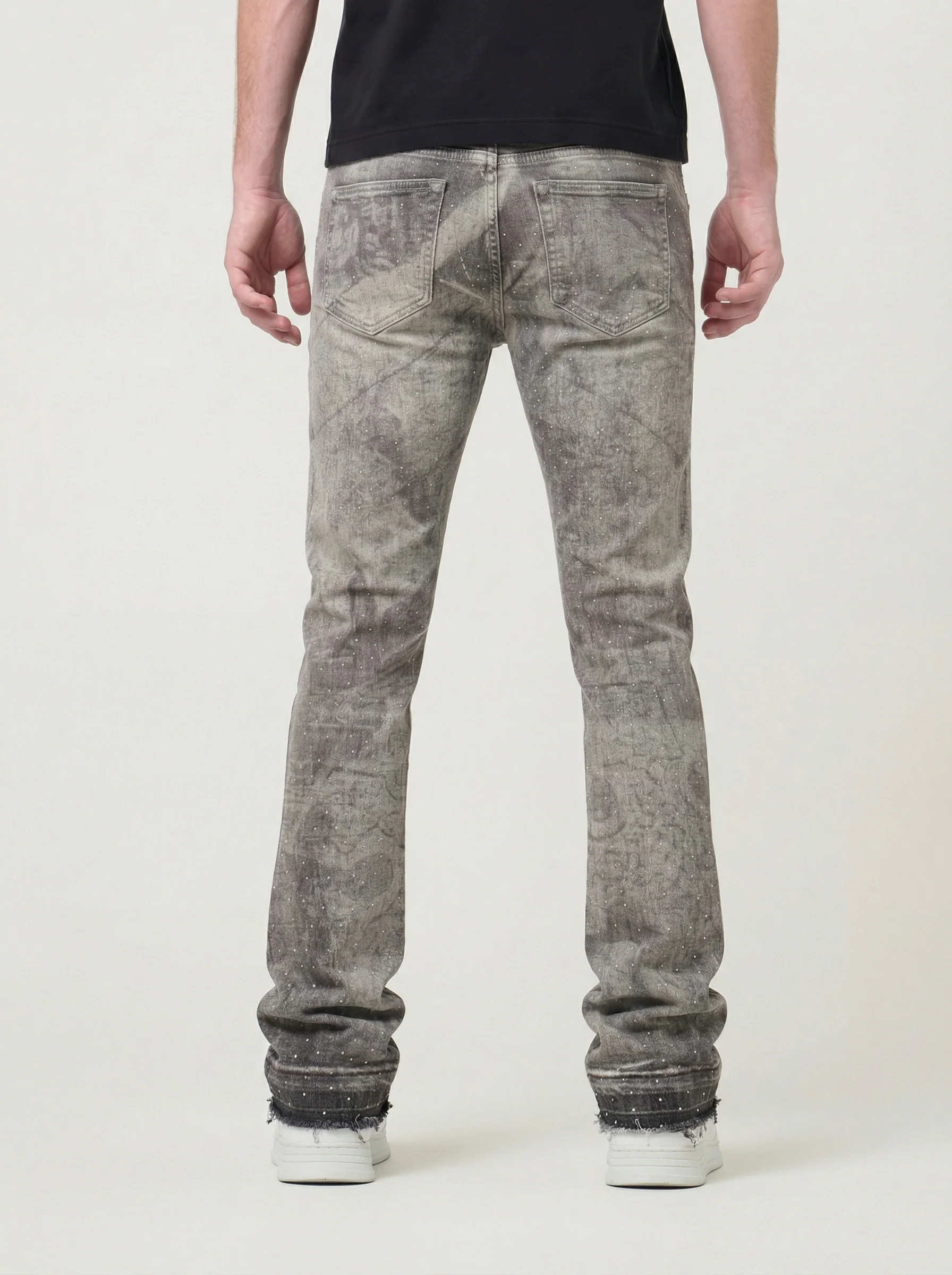 Waimea Men's Stacked Fit Jean With Distressed Graphic Print & Rhinestone Embellishments - Image 8