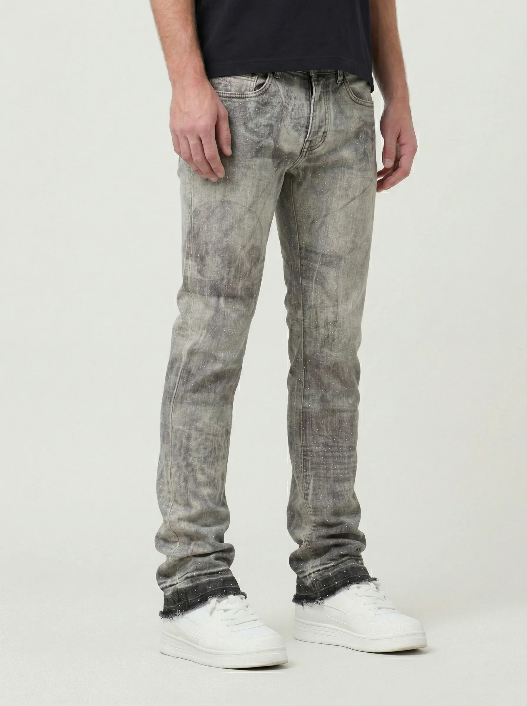Waimea Men's Stacked Fit Jean With Distressed Graphic Print & Rhinestone Embellishments - Image 9