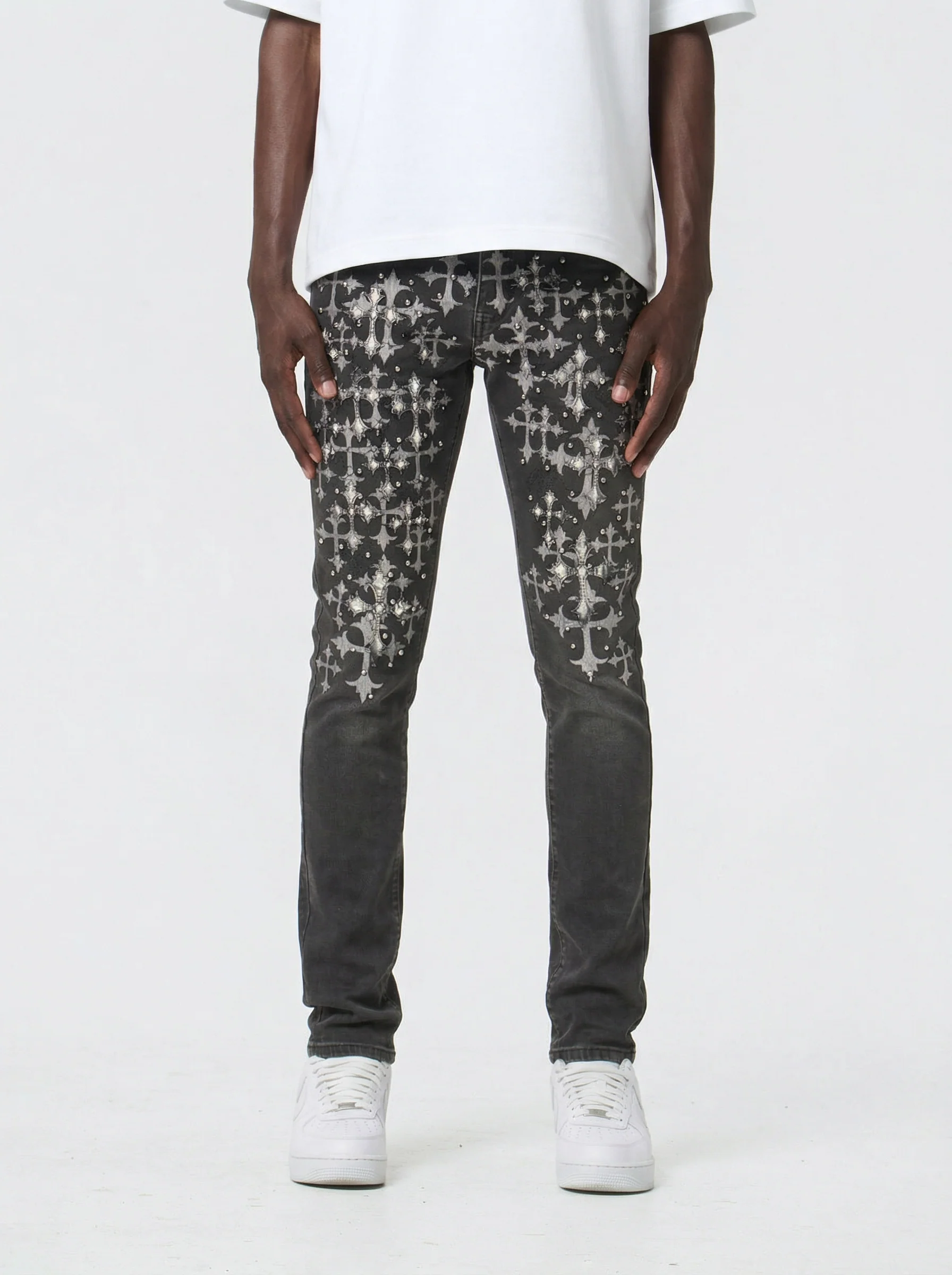 Waimea Men's Street Cross PU Studded Slim Fit Denim - Image 3